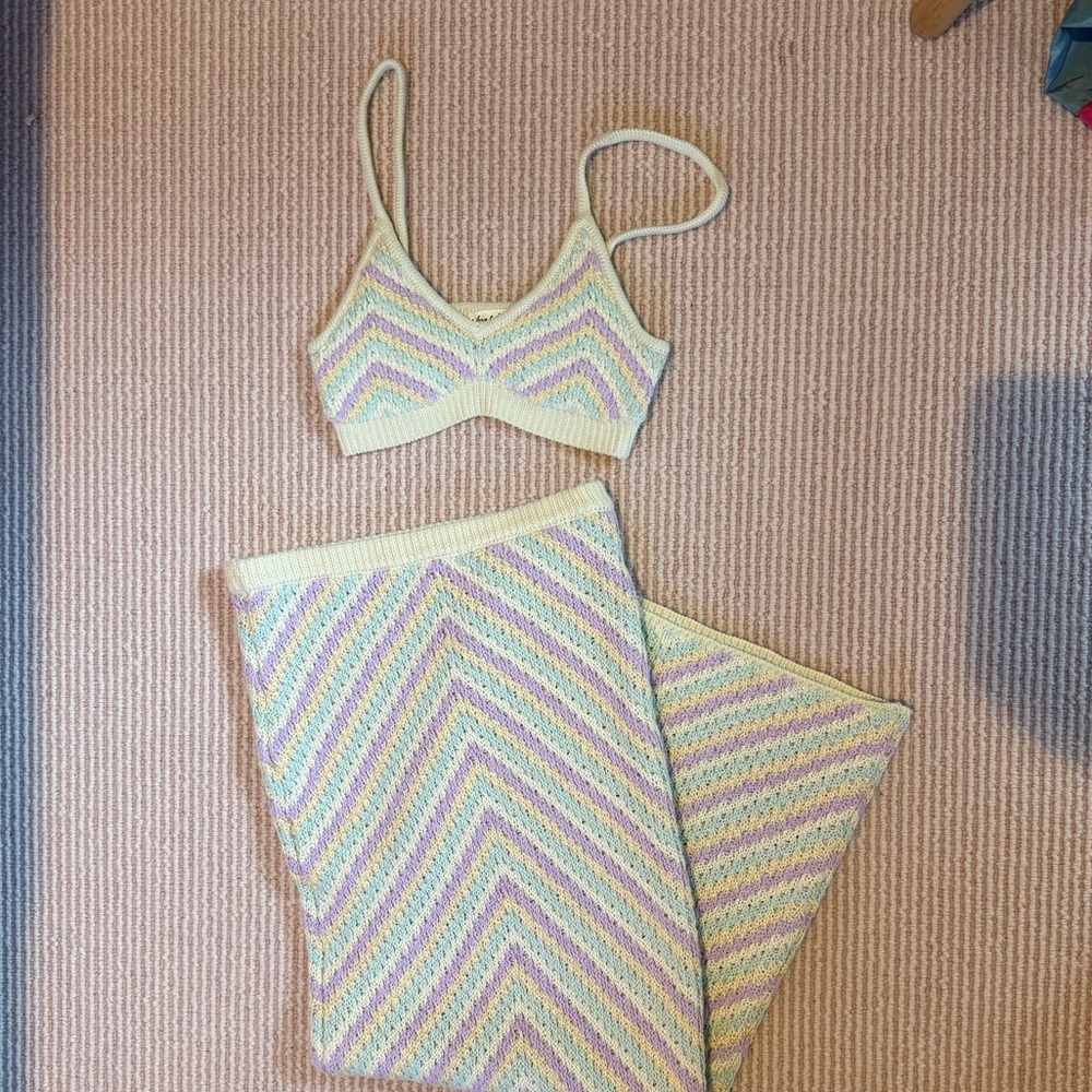 For Love and Lemons Corinna Bralette Top and Bette Skirt Set in Lavender